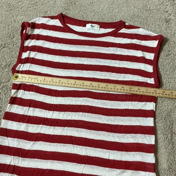 B.yu Made in Italy Fisherman Striped T-Shirt‎ Coastal Sustainable Women's Size L - Image 4