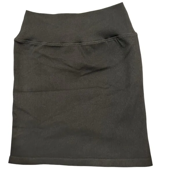 OQQ Black Mini Skirt Ribbed High Waist Crossover Womens Medium - Image 3