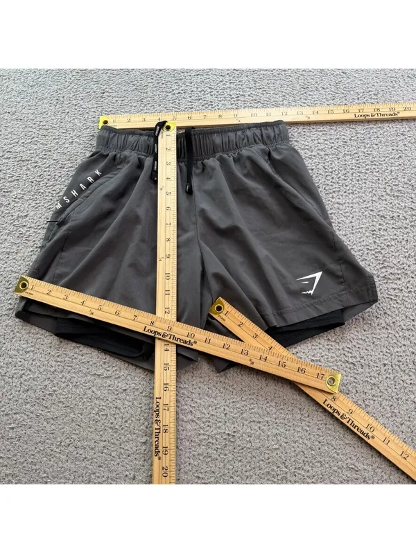 Gymshark Womens Grey Dual-Layer Athletic Training Shorts XS Compression Lining - Image 3