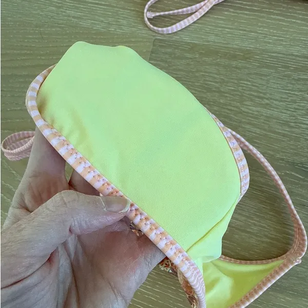 White Fox Bikini Set Viti Beaded Top Mhari Bottoms Size L S in Sunset Belle Pink - Image 3