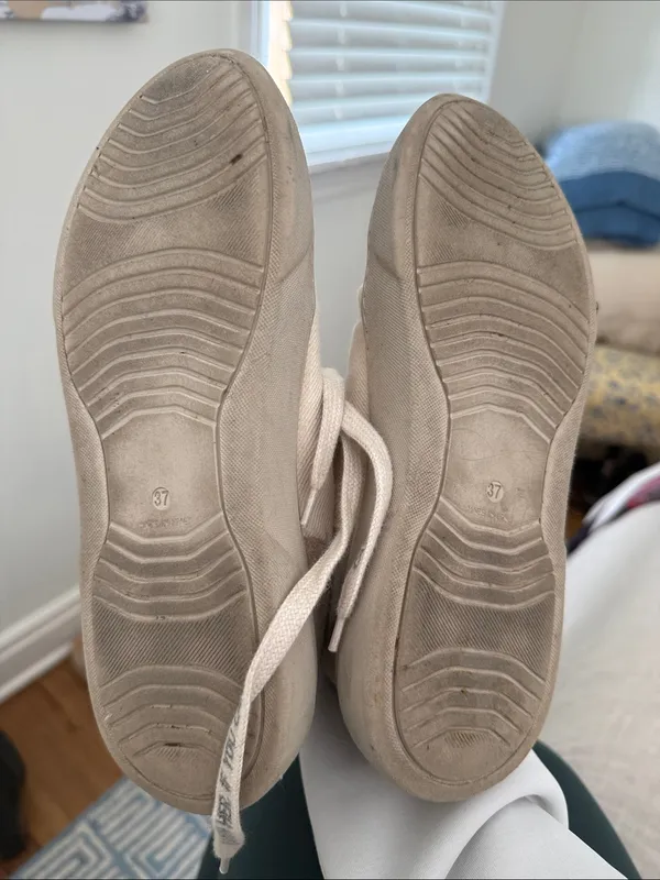 Women's High-Top Canvas Sneakers in Cream - Image 3