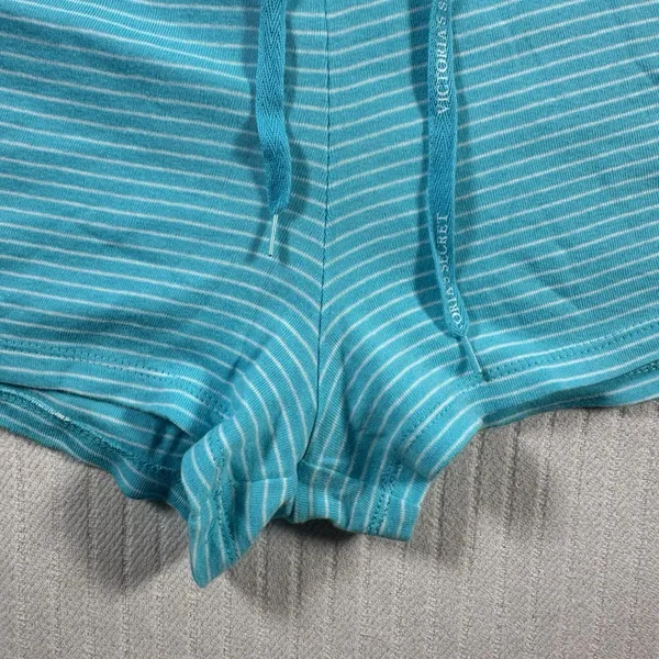 Victoria’s Secret Women’s Medium Blue Striped Lounge Sleep Shorts Drawstring - Image 5