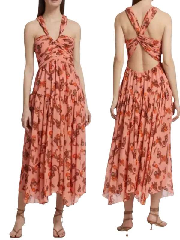 A.L.C. Frank Jaylin Pink Floral Cotton Silk Strappy Maxi Dress 0 NWT $550 - Image 2