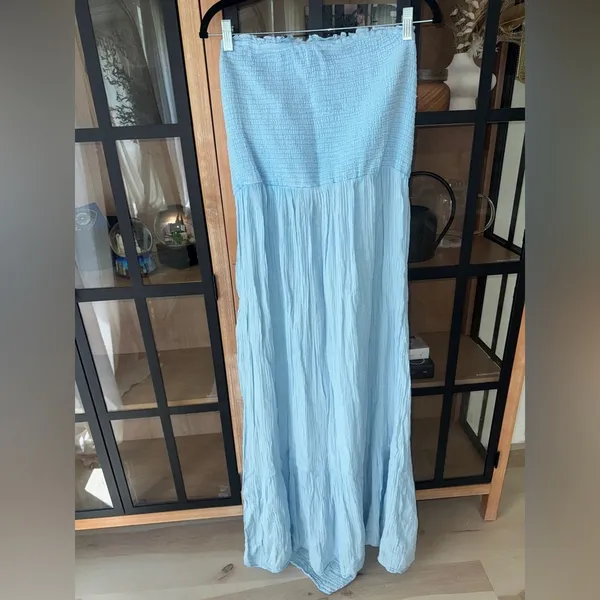 Anthropologie The Marisol Smocked Gauze Maxi Dress Celandine strapless muslin - Image 2