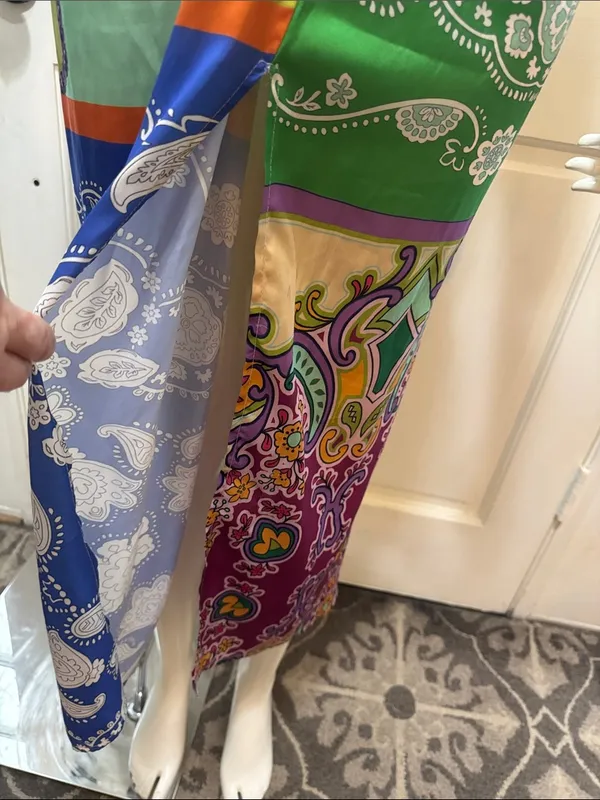 8 Birdies Colorful Paisley Print Knot Twist Midi Skirt Sarong Style Boho S S. A1 - Image 5