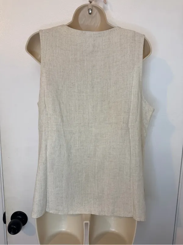 Zenana Linen Vest Button Down Beige Top Size M NWOT Lightweight - Image 6