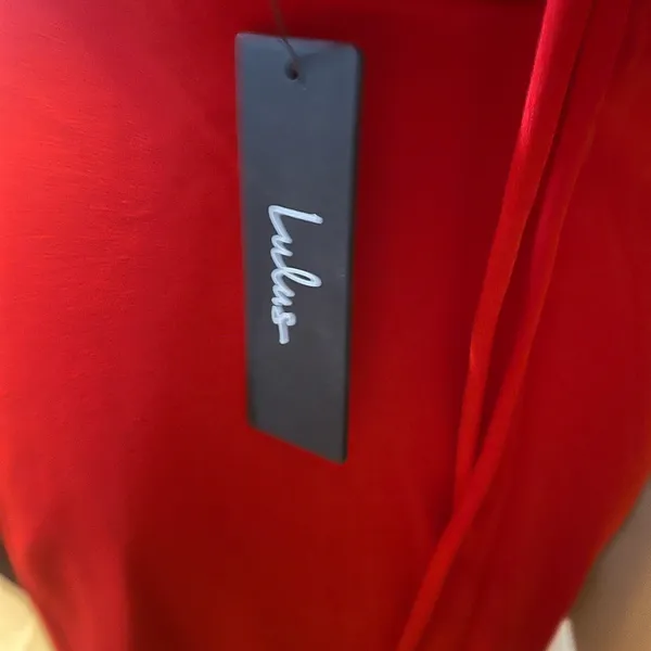 NWT M Lulu's Romantic Thought Red Cowl Neck Lace Up Maxi‎ Dress - Image 8