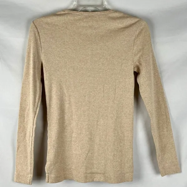 Lauren Ralph Lauren Rib Knit Shoulder Zipper Beige Sweater Small - Image 4