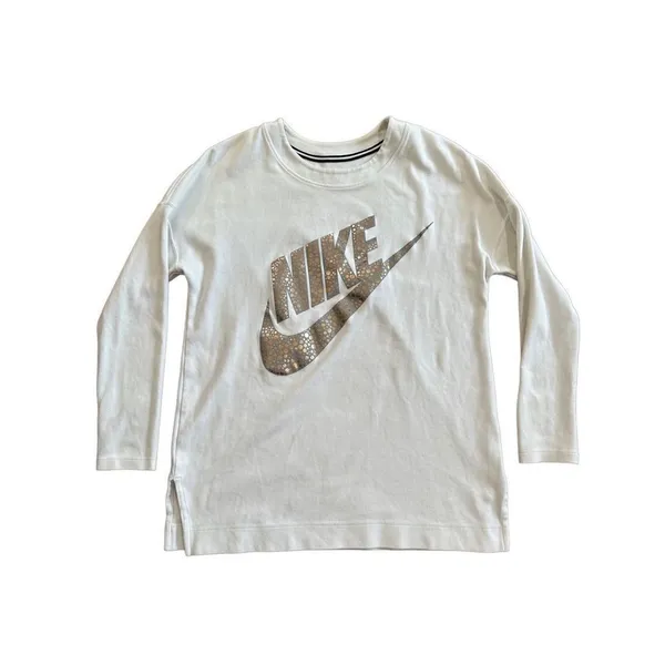 Nike Women's Rally‎ Metallic Fleece Crewneck Sweatshirt Ivory size M - Image 3