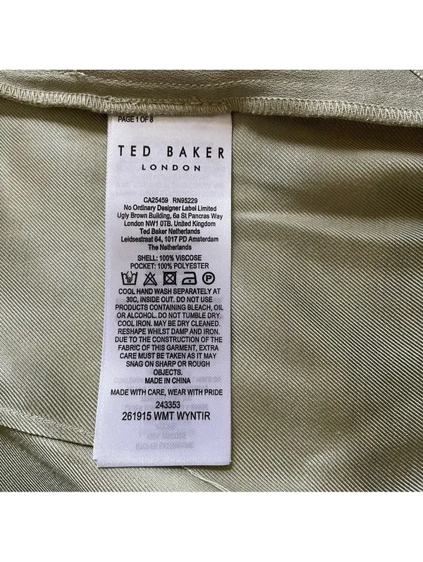 Ted Baker Wyntir Tailored Wide Leg Pants Mid Green Size 5 / US Large Tropical - Image 5