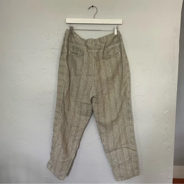 Anthropologie Grey/Beige and White Striped Linen Chinos High-Rise Comfort‎ sz S - Image 3