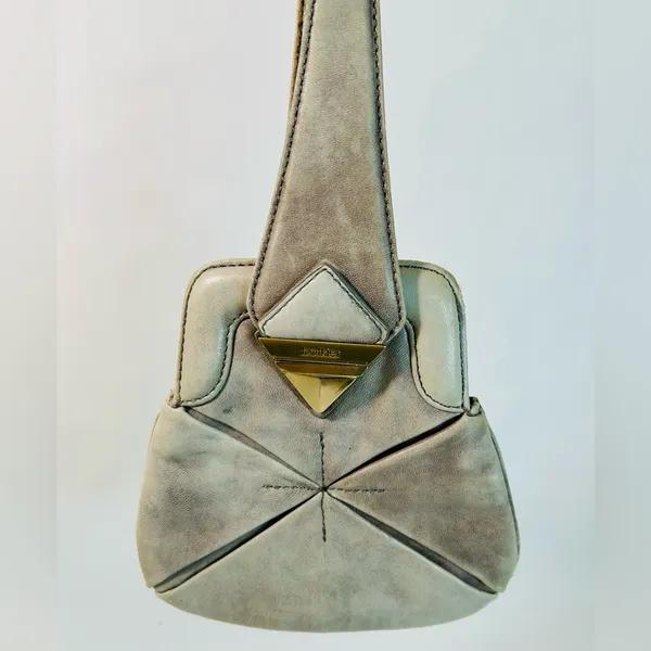 Botkier Grey Leather Looped Small Wristlet Bag RARE Origami Style - Image 3