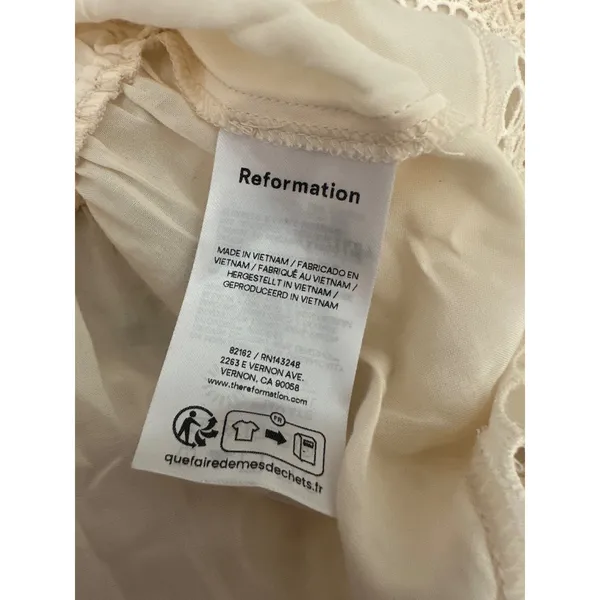 Reformation Nadia Cream top shirt sz 2 - Image 6