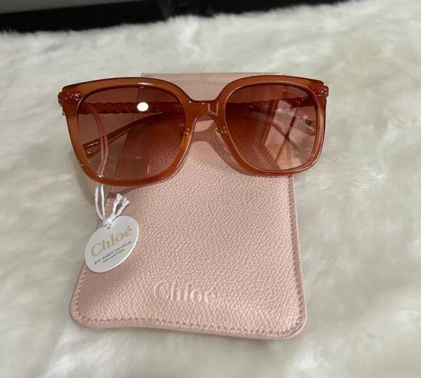 Chloé Core 56mm Square Sunglasses Nude Nude Orange Womens Size NS - Image 4