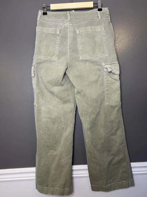 Gap Pants Womens 6 Green Loose Khaki Cargo Twill Relaxed Fit Pockets Casual - Image 4