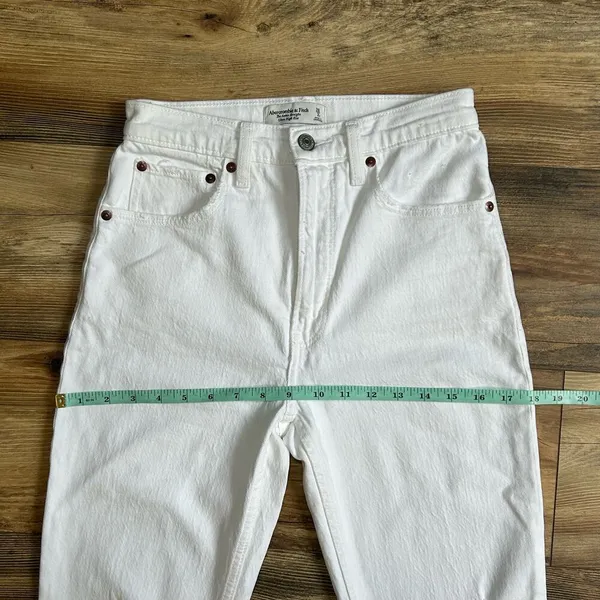 Abercrombie & Fitch Jeans The Ankle Straight Ultra High Rise White Denim 26 2 S - Image 10