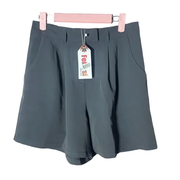 NWT Dark Gray Tailored High Waist Wide Leg Shorts with‎ Pockets - Small - Image 5