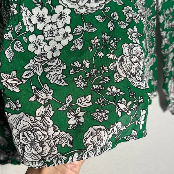 Boden Kelly Green Floral Blouse Sheer Long Sleeve Feminine Romantic Fall - Image 6