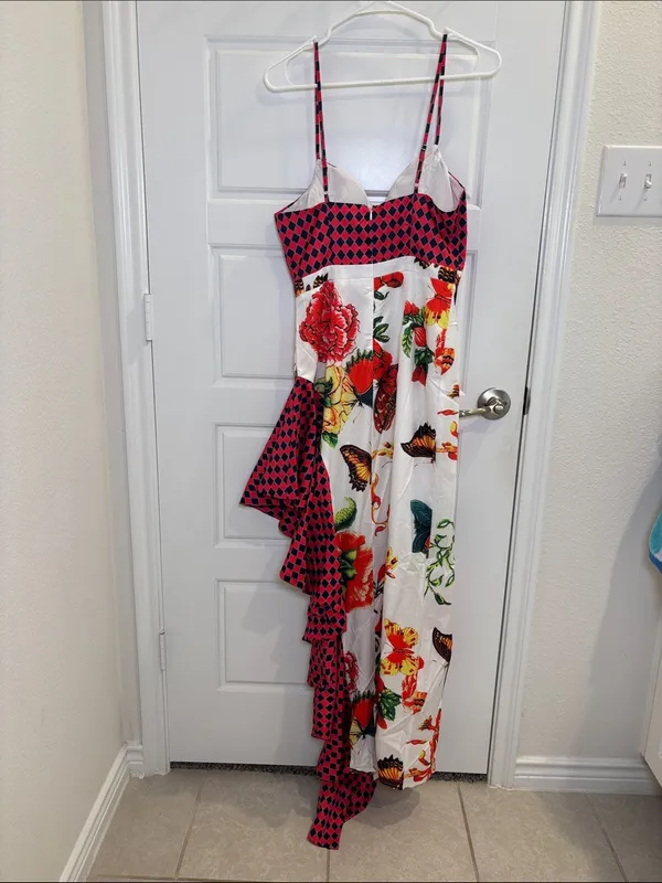 L’ATISTE by Amy Floral Butterfly High Low Ruffle Maxi Dress Size M - Image 3