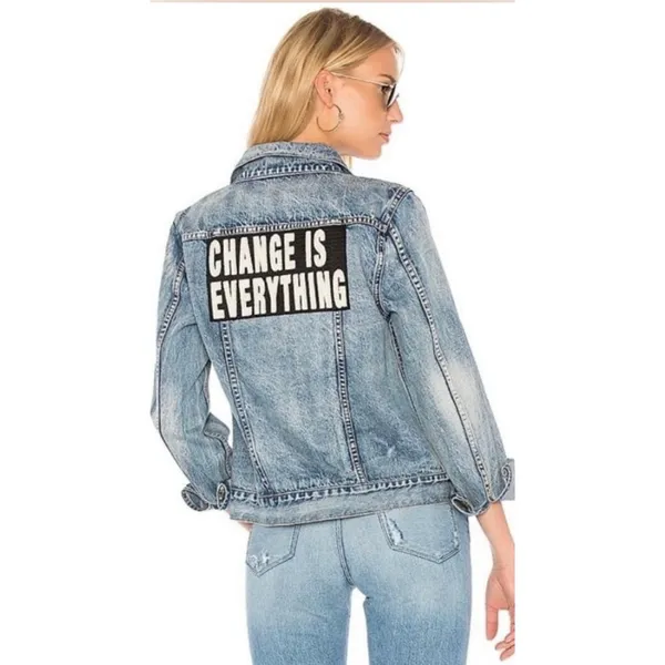 PAM & GELA Statement Denim Embroidered Jacket with Rhinestone Eagles‎ Size Small - Image 2