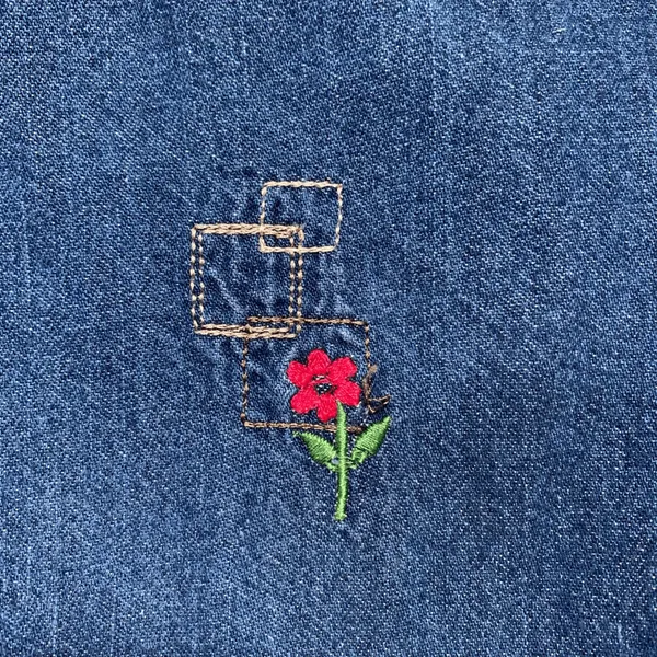 Vintage Denim Floral Pink Embroidered Jumper Dress Cottagecore Midi Romantic‎ - Image 10