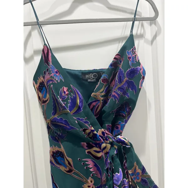 PatBO Nightflower Burnout Velvet Wrap Mini Dress Sz 0 - Image 3