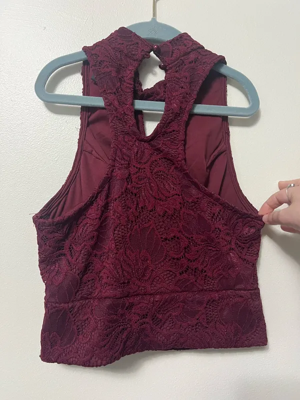 Rue 21 Maroon Lace Crop Top  - Image 2