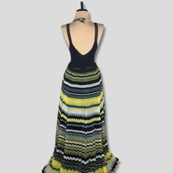Free People Maxi Dress Striped Pleated boho fairy festival whimsigoth hippie M - Image 2