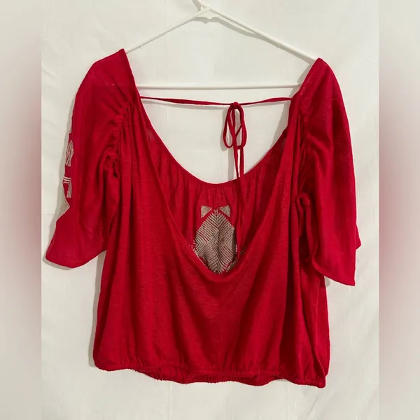 Free‎ People Ponce de Leon Top in Red Combo Size Small - Image 5