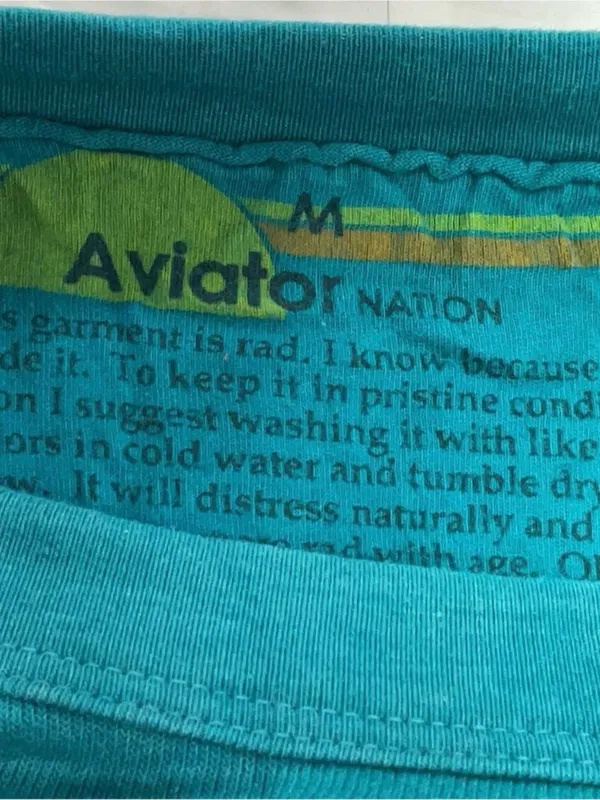 Aviator Nation Teal Cropped Sweatshirt with Gradient Lightning Bolt - Image 6