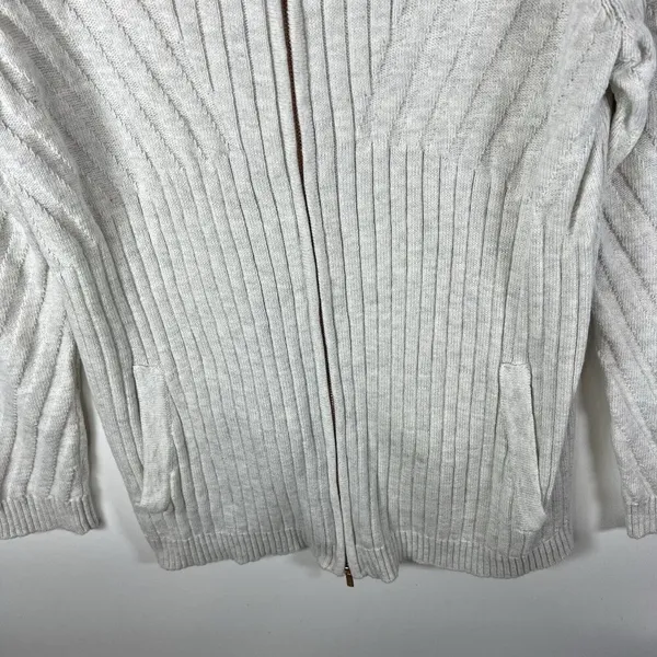 Soft Surroundings Vieux Carre Sweater Zipper Cardigan Womens Sz L Pockets‎ Gray - Image 5