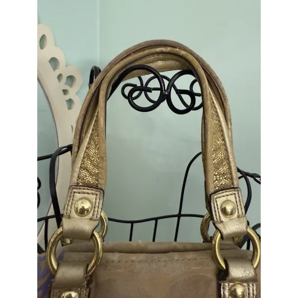 Coach Poppy Applique Gold Multi Crossbody Bag Floral Purse - Image 3