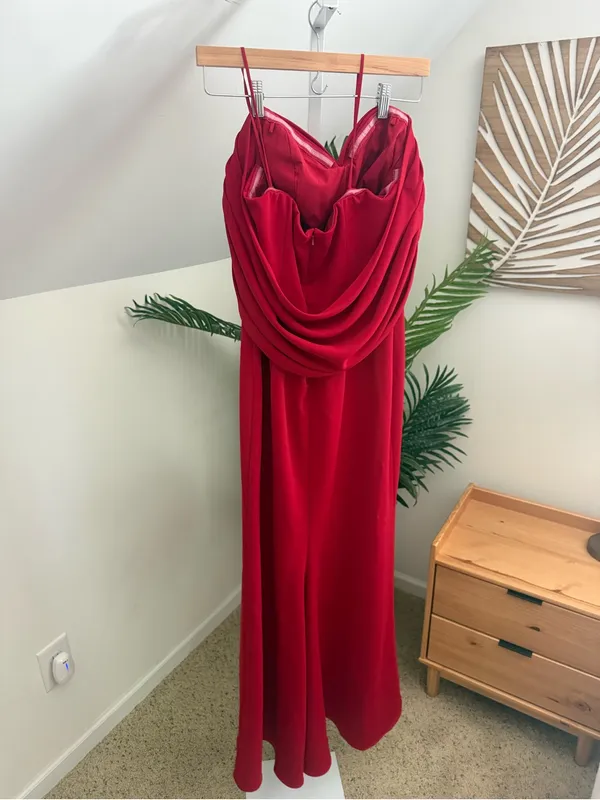 Badgley Mischka Off-The-Shoulder Gown with pleats and a draped back 6 - Image 6