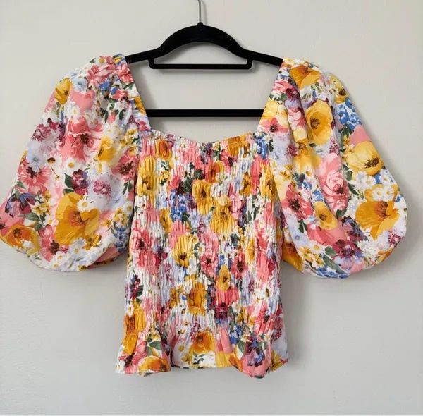 NWT Buddy Love Billie Smocked Puff Sleeve Top sz M - Image 7