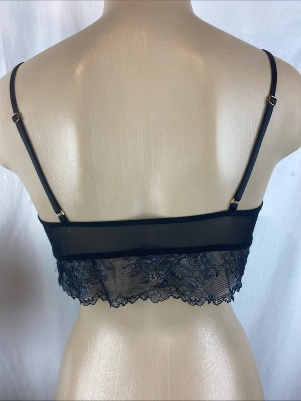 Elle Macpherson Black Sheer Lace Unlined Wire Free Bralette Bra M - Image 2