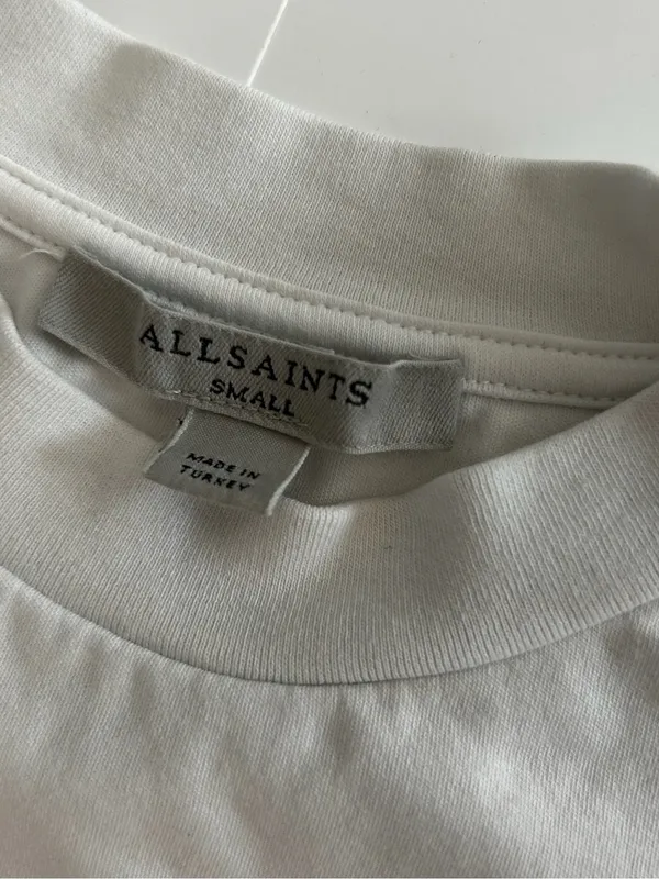 AllSaints Crewneck White Heavyweight T-Shirt - Image 5