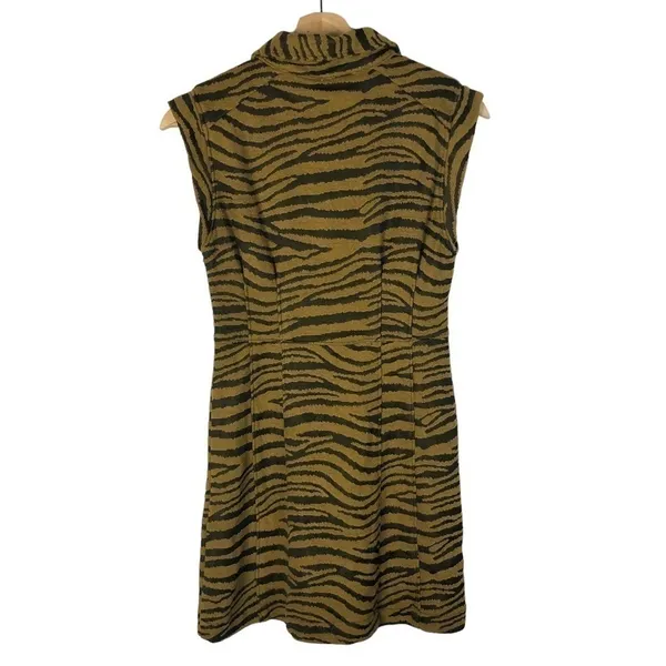 Free People Us and Them Olive Green Animal Print Mini Dress XS‎ - Image 4