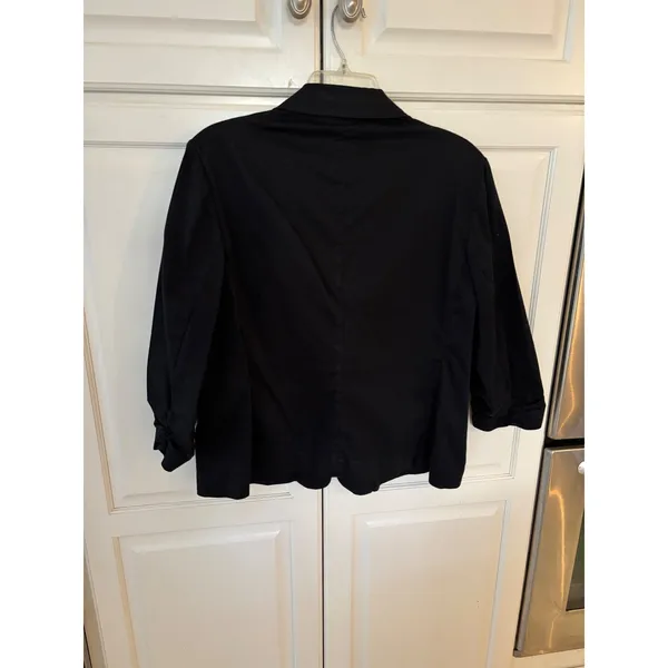 Chicos Black Ruched 3/4 Sleeve Single‎ Button Blazer Jacket Size 3 Large XL - Image 5