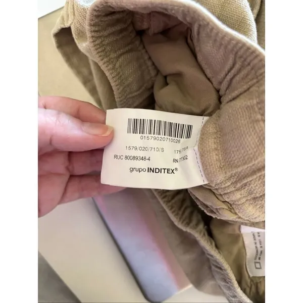 Zara Cotton Pull On Drawstring Pants Tan Straight Leg Women’s Size S - Image 3