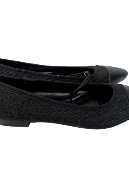 Zara Black Pointed Toe Knit Ballet Flats with Cap Toe - Image 4