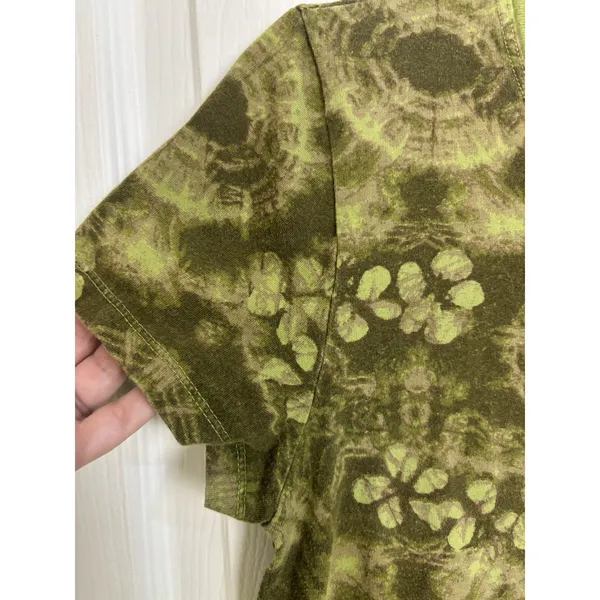 Allen Allen Green Tie Dye Abstract Cotton T-Shirt L Made in USA Hippie Granola - Image 6