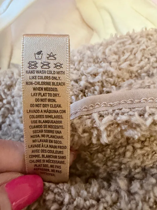 SKIMS Teddy Fleece Quarter Zip Cropped Pullover Beige Cozy Lounge Top L XL - Image 11