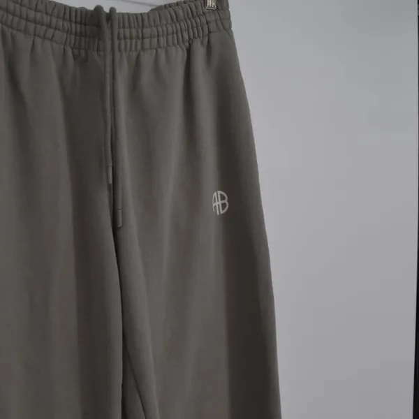 Anine Bing Karter Sweatpants Gray Women's S Cotton Fleece Relaxed Logo Slouchy - Image 5