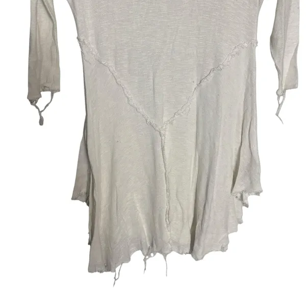 Free People Intimately White Black Ringer 3/4 Sleeve Raw Seam Slub Top Size S - Image 3