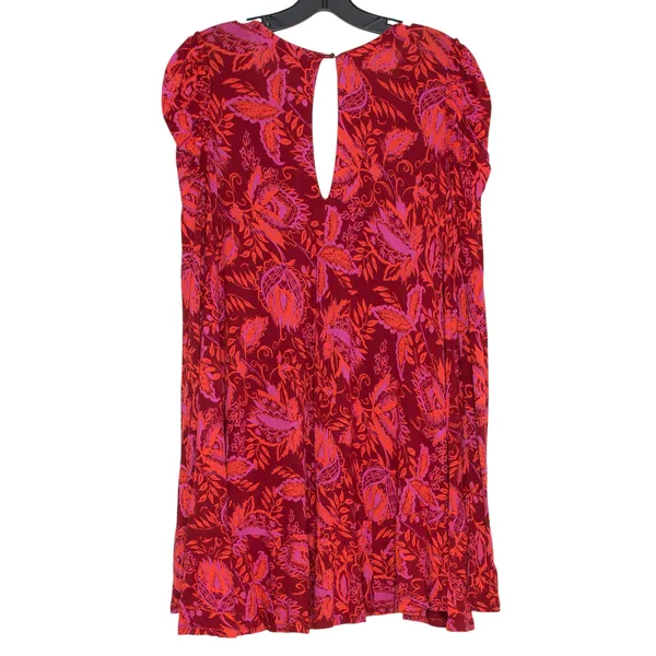Free People Tunic Top Hello Lover Floral Boho Romantic 70s Puff Sleeve Red XS - Image 2