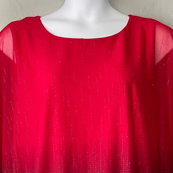 Cato Glitter Mesh Going Out Top Plus Size 1X Red Black Ombre Whimsigoth Party Blouse - Image 3