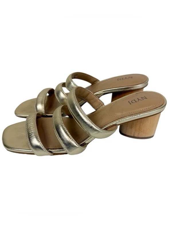 NYDJ Giacomo‎ Strappy Square Toe Heeled Sandals Gold Metallic Size 9 - Image 6