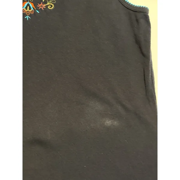 Vintage White Stag Embroidered Tank Top Black Sleeveless Boho Women's Large - Image 5