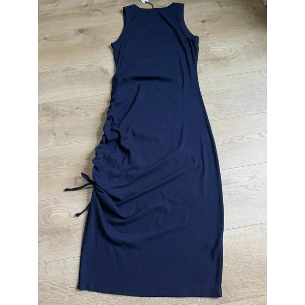 NWT Michael Stars Hope Midi Dress with tie ultra‎ rib Admiral blue high neck 1X - Image 3