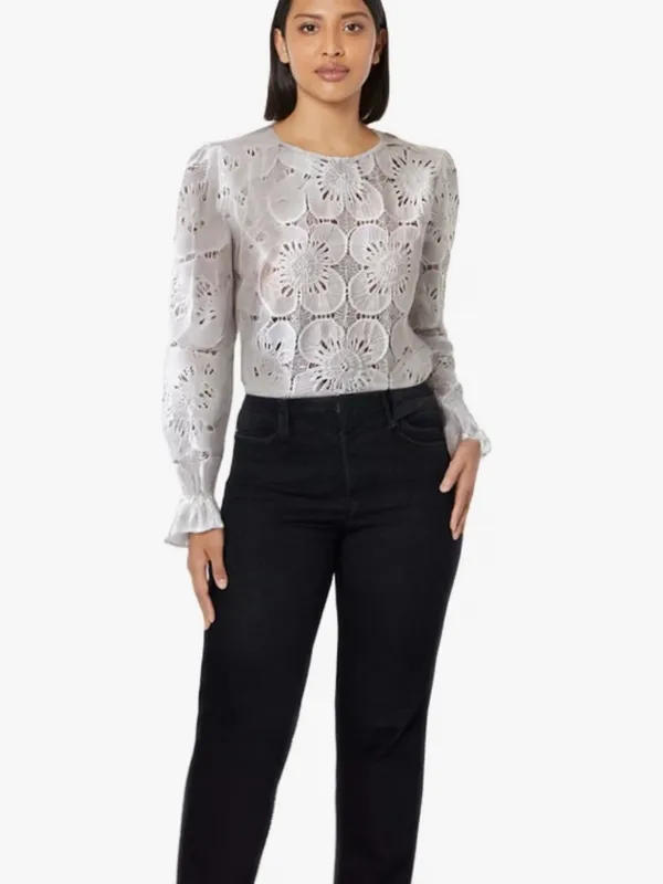 CUPSHE Women’s Small White Floral Lace Long Sleeve Blouse Top Boho Romantic - Image 2